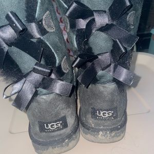 Well-Used Black-Bow UGG Boots
